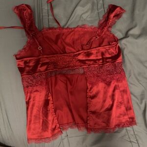 Red Lace Satin Camisole